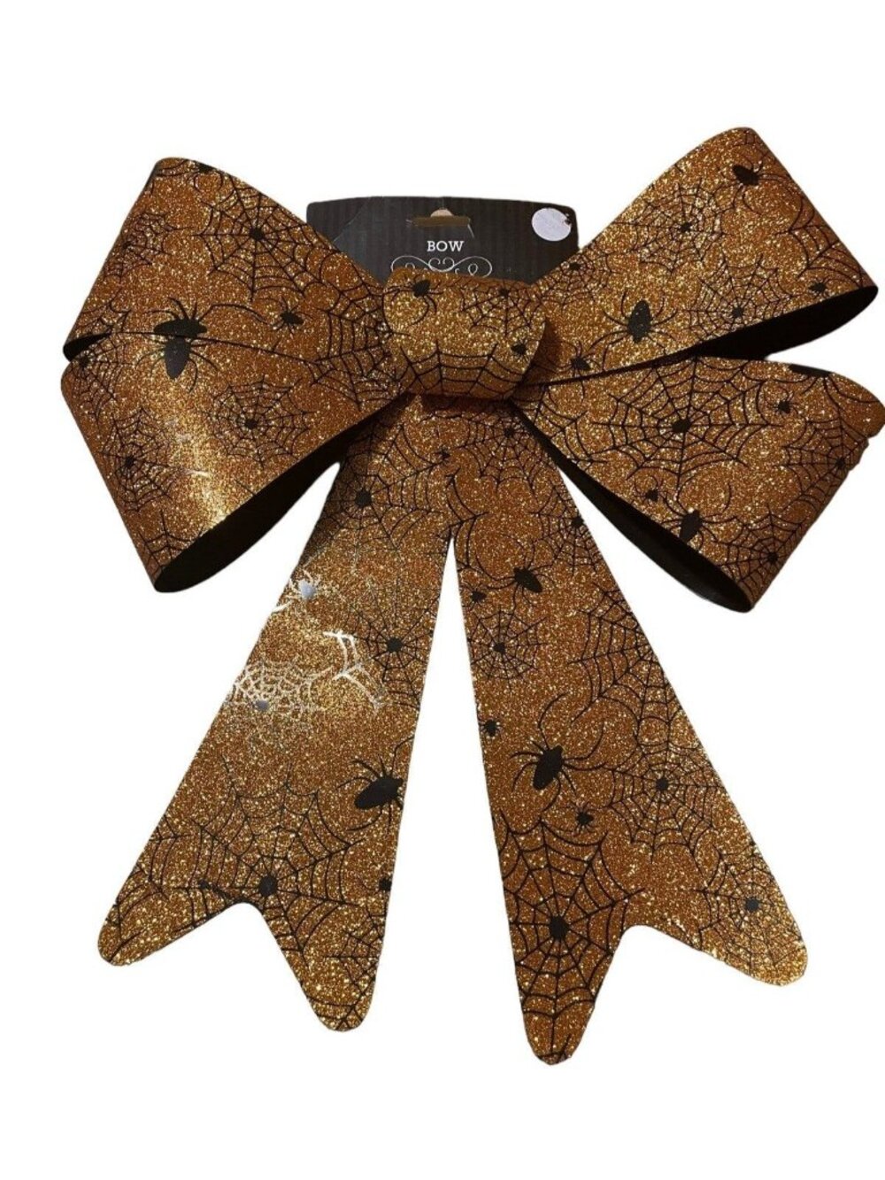 Halloween Glitter Spiderweb Bow Orange Black new